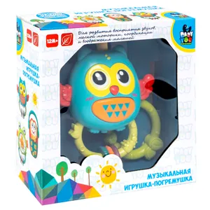 Игрушка-погремушка музыкальная "СОВА", подвеска грызунок со светом и звуками, Baby you Bondibon - фото 1