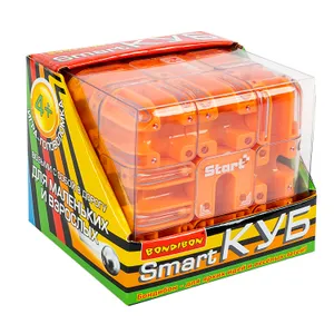 Головоломка 3D лабиринт "Smart КУБ", крутящийся, оранжевый, Bondibon - фото 1